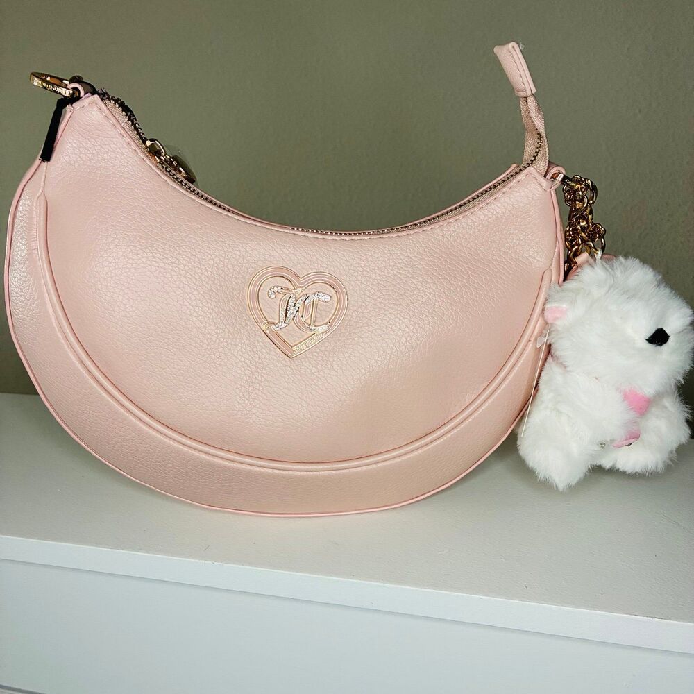 Juicy Couture Pink Crescent Shoulder Bag with bear Charm